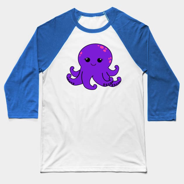 Cute Purple Octopus Baseball T-Shirt by AlondraHanley